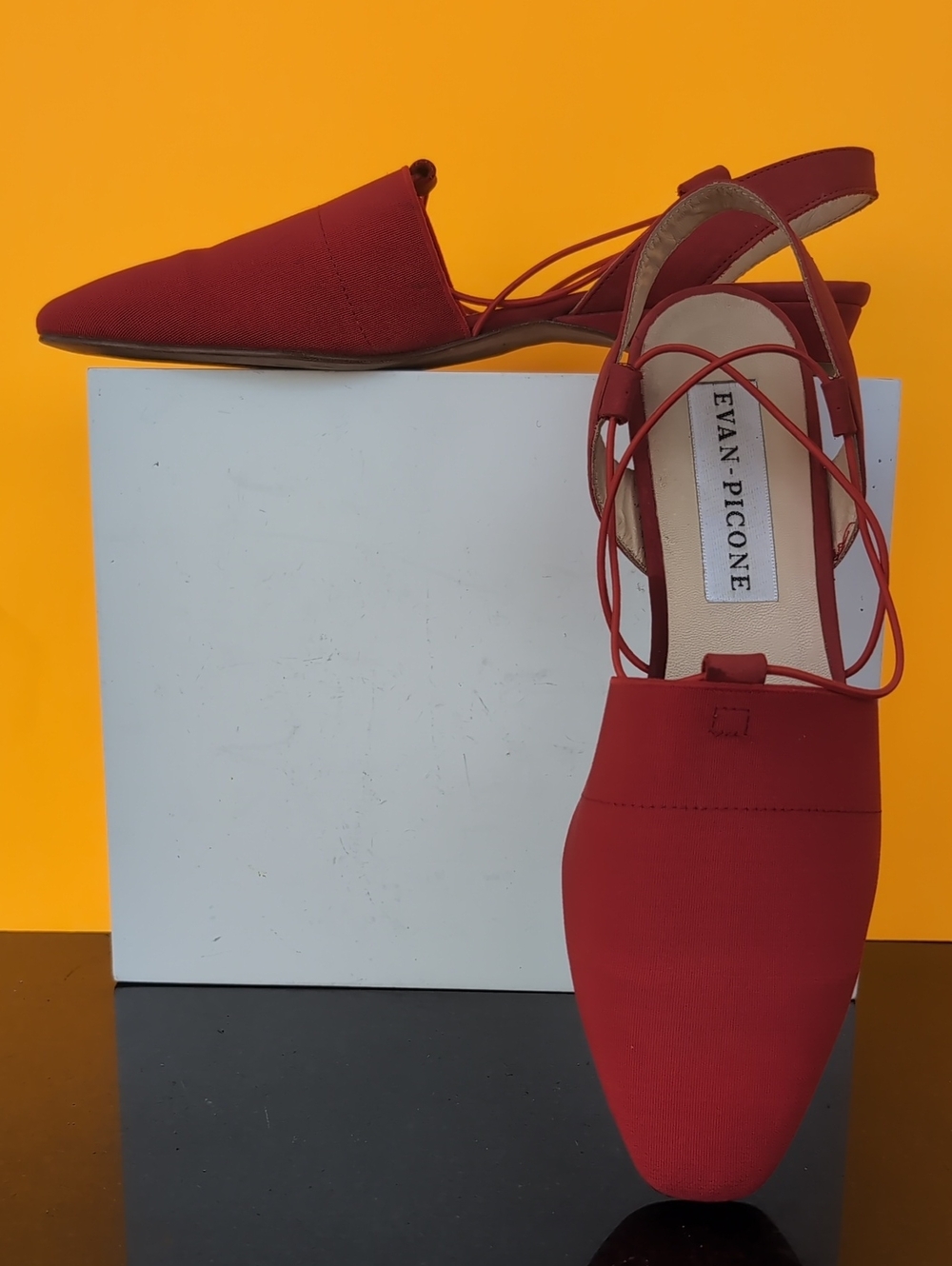 Evan -Pivone Red Pointed Toe Slingback Flats Size 8.5 Made In Italy
